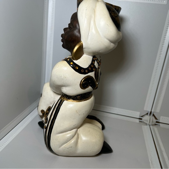 Vintage 10" Arab Prince Blackamoor Aladdin Ceramic Figural Figurine Planter Vase - Picture 4 of 8